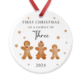 First Christmas as a Family of Three Bauble, Family Of 3 Xmas Ornament, New Baby Gift, New Parents Gift, Baby's First Christmas Keepsake, Tree Decoration