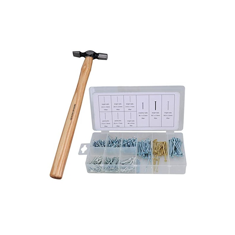 4oz Ball Pein Hickory Handle Hammer Nail Installer with 550pc