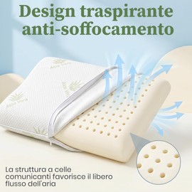 Dream Cuscino Bambino Antisoffoco Memory Foam - Cuscino Neonato Traspirante con Federa Aloe Vera - Cuscino Lettino Basso Profilo 5 cm - Certificato OEKO-TEX - Made in Italy - 50x26 cm