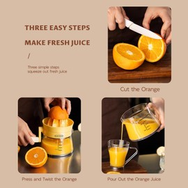 Hand Juicer for Orange,Lemon,and Grapefruit,Hand Cranked Fruit Squeezer,Practical Kitchen Tool with a Built-in Measuring Cup and Filter,500ml/17oz