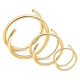FLOGWE 14k Gold Filled 20G Thin Double Hoop Nose Ring for Single Piercing D-Shape Nose Piercings Hoop 20 Gauge Tiny Nose Ring Diameter 6mm 8mm 10mm Spiral Nose Jewelry for Women Men, Metal, no gemstone