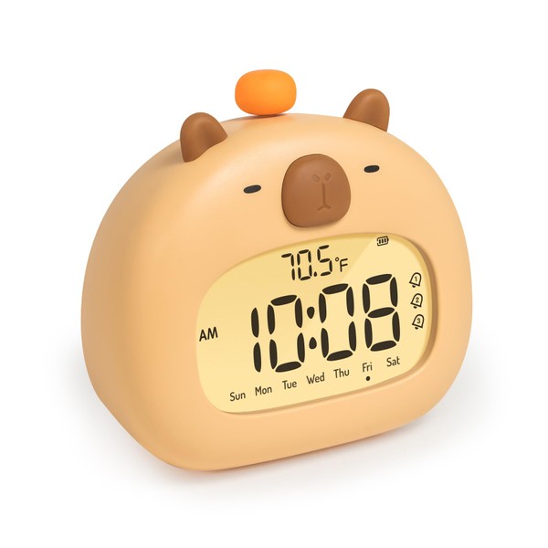 WANIDEA Capybara Alarm Clock, Digital Alarm Clock for Kids, Cute