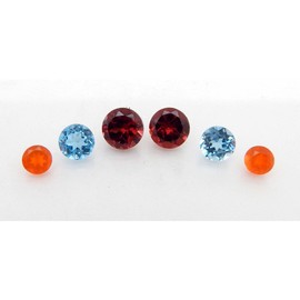Myhealingworld Multi Stone AAA quality calibrated round 4mm 5mm and 6mm Brilliant Cut Loose gemstone Crystals Chakra Healing for making jewelry Mix Color Box Pack of 6 stone, BOX 22–Carnelian 2, Blue