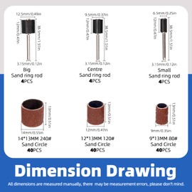 Glarks 132Pcs Sanding Drum Set Including 120Pcs 80/120/240 Grit Drum Sander Sanding Sleeves Sanding Bands and 12Pcs Drum Mandrels for Rotary Tool
