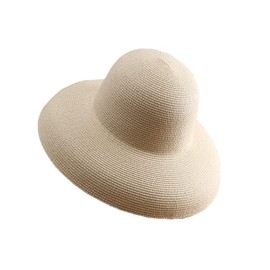 Joytrends Floppy Wide Brim Summer Beach Straw Hat UPF Straw Sun Hat for Women Girl Beige