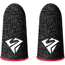 1 Pair for Pubg Mobile Games Gaming Finger Sleeve Breathable Fingertips Sweatproof Fingertip for Mobile Cove Slip Finger Gloves, Cell Phone Gaming Finger Sleeves,Gaming Accessories (Red)