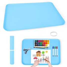 Gjmrar Silicone Mats for Crafts, Large Silicone Painting Mat 24x16 Inch, Non-Stick Craft & Heat Resistant Art Mats for Resin, Clay, Jewelry Making, Slime, Kids Painting (Blue)