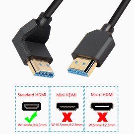 PNGKNYOCN 8K HDMI 2.1 Short Cable, 0.3m 90 Degree Ultra High Speed HDMI Cable Down Bent HDMI Male to Male Supports 8K@60Hz, Dynamic HDR, HDCP 2.2&2.3, eARC (Down/0.3m)