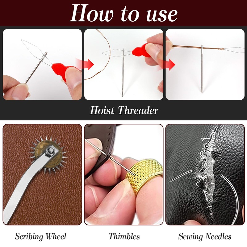 Leather Sewing Tool Set, Leather Stitch Sewing Awl + Waxed