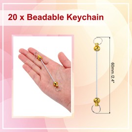 PATIKIL 20 Pcs Beadable Keychain Bars, Metal Beaded Keychain Blanks Bulk Making Supplies Kit with Double Side Loops for Pendant DIY Art Crafts, Gold Plating
