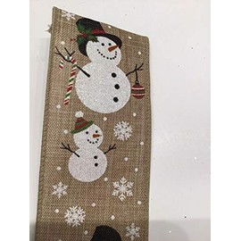 MIABE Ribbons Supplies for 10 Yds -2 1/2” Wired Snowman with White Snowflakes Faux Burlap Christmas Ribbon for DIY Craft, Gift Wrapping, Christmas Wreaths Decoration.