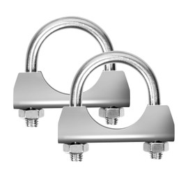 Glarks 2Pcs 304 Stainless Steel Exhaust U-Clamps 32MM (1-1/4in) Muffler Exhaust Clamps U-Bolt Clamps Design with Saddle Flange for Exhaust Tail Pipe