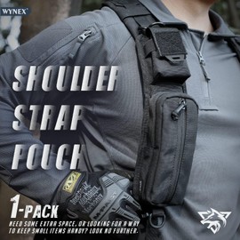WYNEX Molle Accessories Pouch with Zipper Pocket, Backpack Strap Pouch Shoulder Strap Molle Attachment Tactical Accessories Bag Shoulder Starps Zipper Pocket Additional Phone Holder