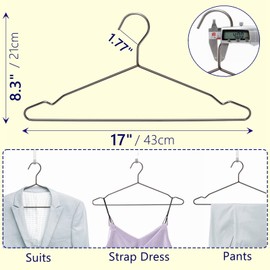 Amber Home 30 Pack 17" Strong Black Metal Wire Clothes Hangers, Heavy Duty Coat Hangers, Standard Suit Hangers for Jacket, Shirt, Dress (Black, 30)