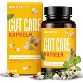 BRAINEFFECT Gut Care - With 20 Billion Bacterial Cultures Bifidobacterium & Lactobacillius, Calcium, Vitamin B6 & B12 - 60 Capsules