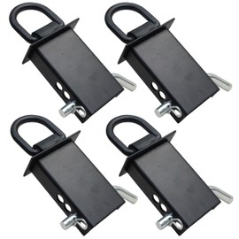 YHXCUIER Heavy Duty Adjustable Trailer Stake Pocket D Ring Load Limit 12000lbs & 4 Holes for Adjustment, Removable Stake Pocket D-Ring Tie Downs Utility for Flatbed Trucks (4 Pack)