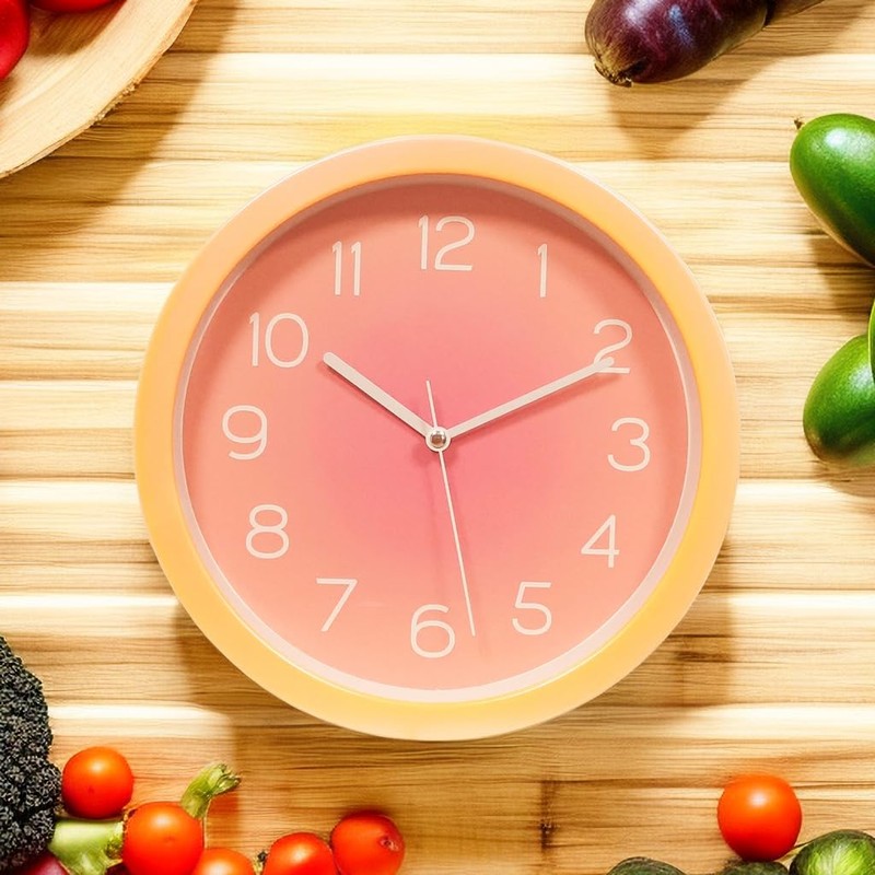 Topkey Silent Wall Clock Kitchen 10 Inch Minimalist Design Non-ticking