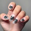 MERVF Medium Press on Nails Oval Fake Nails White Ombre
