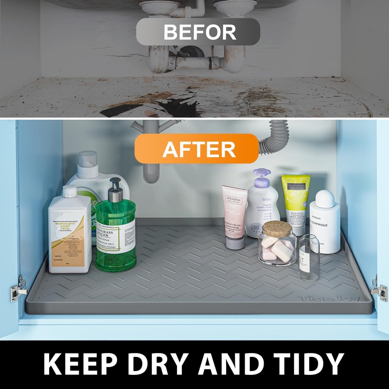 TigeJoy 19" x 19" Under Sink Mats for Kitchen Waterproof,