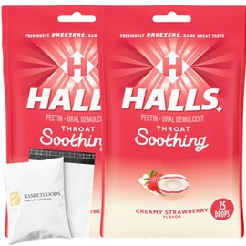 BASKETGOODS Throat Soothing Creamy Strawberry-Cough Drops for Throat (Formerly Fruit Breezers) 25ct, Set with Basket Goods Store (2)