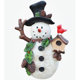 Snowman Christmas Decorations Indoor Snowman Figurines Decor Christmas Holiday Winter Ornament Christmas Snowman Figurines Table Decorations Gifts (Holding Cardinal)