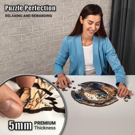 LEOGOR Wooden Puzzles for Adults – 350 Piece, 15 x 14.8 in Extra-Thick 5mm Wood Puzzles Adult, Round Large Mosaic Jigsaw, Whimsical Owl Haven, Unique Hand-Shaped Pieces