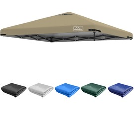 KAMPKEEPER Replacement Top Pop Up Canopy Tent Cover Roof with Air Vent and Adjustable Elastic Strap, Polyester UV Waterproof for Outdoor Garden Patio Sun Shade(Top Only) (Khaki, 10x10FT)