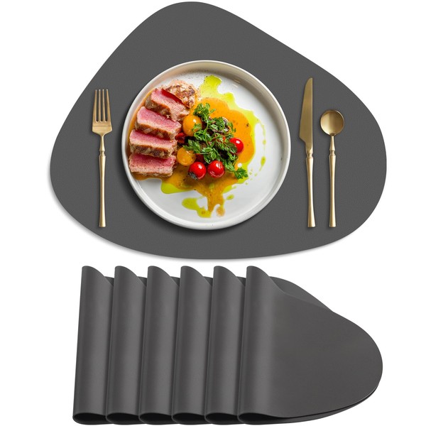 HOUSEKIT Leather Placemats Set of 6, Round Placemats for Dining