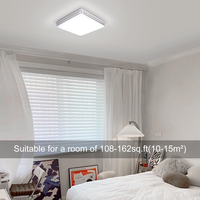 VIPMOON 9 Inch Led Ceiling Light, 36W 3240lm Square Silver