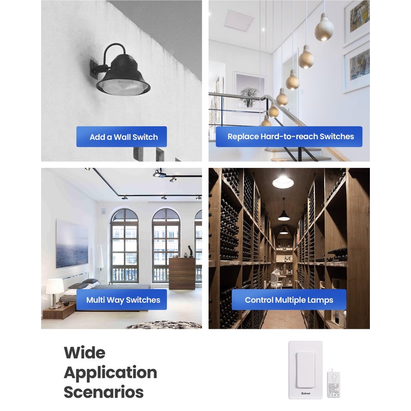 Zoiinet Wireless Lights Switch Kit, Buckle Design & Removable, Muti