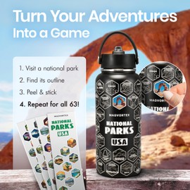 32oz Insulated Black Water Bottle with Durable Stickers – Stainless Steel Sports Water Bottle with Spout Lid – Insulated Thermos for Cold and Hot Drinks – Large Metal Bottle for Gym, Hiking, Camping