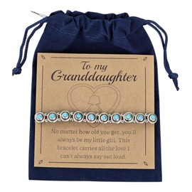 BlueRica Granddaughter Gift Bracelet with Sentimental Message Velvet Pouch - Milestone Collection, One Size, Cotton, no gemstone