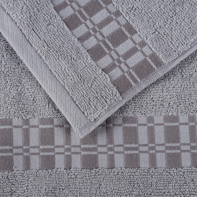 Superior 6-Piece Cotton Towel Set, Geometric Design, Dobby Border, Plush