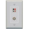RiteAV 1 Port Speaker Plug Jack Wall Plate+RCA for Subwoofer 1 Gang [Gray/Gray]