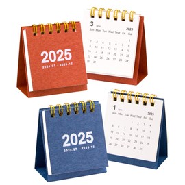 2pcs Mini Desk Calendar 2024 2025 UK, Desktop calendar 2024/25 (July 2024 - December 2025), Small Desktop Calendar for Office School, Timetables & Study Plans (Red+Blue)