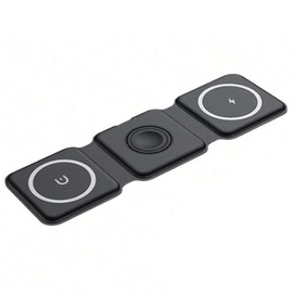30 W 3 en 1 cargador inalámbrico magnético para teléfono 14, 13, 15 Pro Max 8 Airpods IWatch estación de carga inalámbrica rápida (negro)             