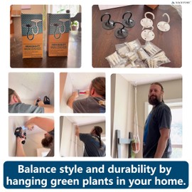 Stainless Steel Ceiling Hooks for Hanging Plants 3 Pack - Plant Hanger Indoor Hanging Hooks Metal Plant Bracket Iron Lanterns Hangers for Wind Chimes, Planters - Pack of 3