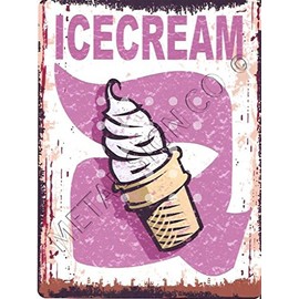 small ICE CREAM SOLD HERE METAL SIGN RETRO VINTAGE STYLE farm shop coffee shop kitchen bar pub wall art office games room cafe