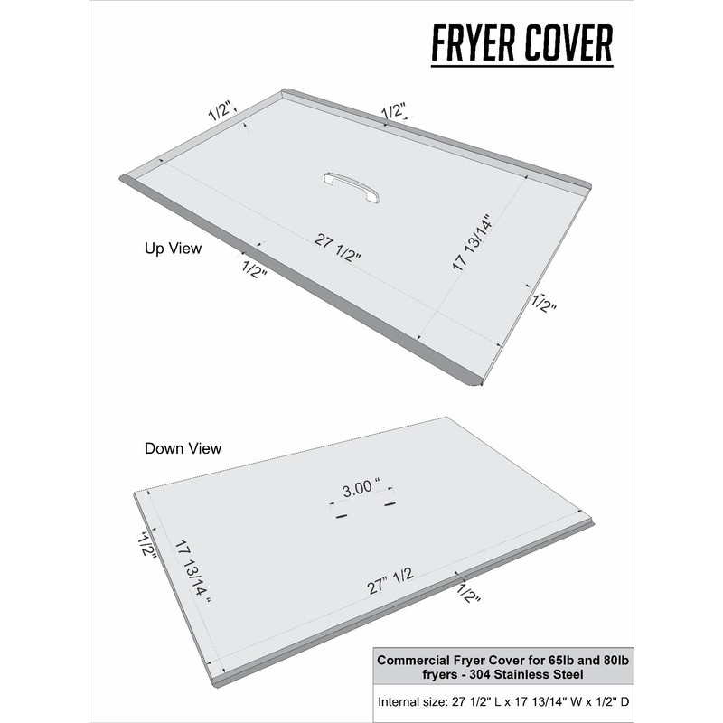 Fryer Cover Stainless Steel 65-80 Lbs Internal Size 27-7/8" L
