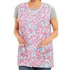 Ladies Floral Buttons Through Design Piping Tabard Apron Overalls Front