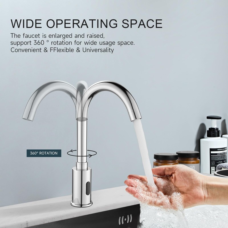 Automatic Touchless Bathroom Sink Faucet Motion Sensor Commercial Kitchen Hands