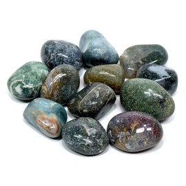 HQRP Mutlicolor Indian Moss Agate Cabochon Pebbles Natural Chalcedony Gemstone Crystal Mineral Specimen Cabs (10PCS)