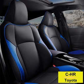LAONNVIR Car 5 Seat Covers For Toyota C-HR 2018-2022 Front And Rear Black&Blue Cushion