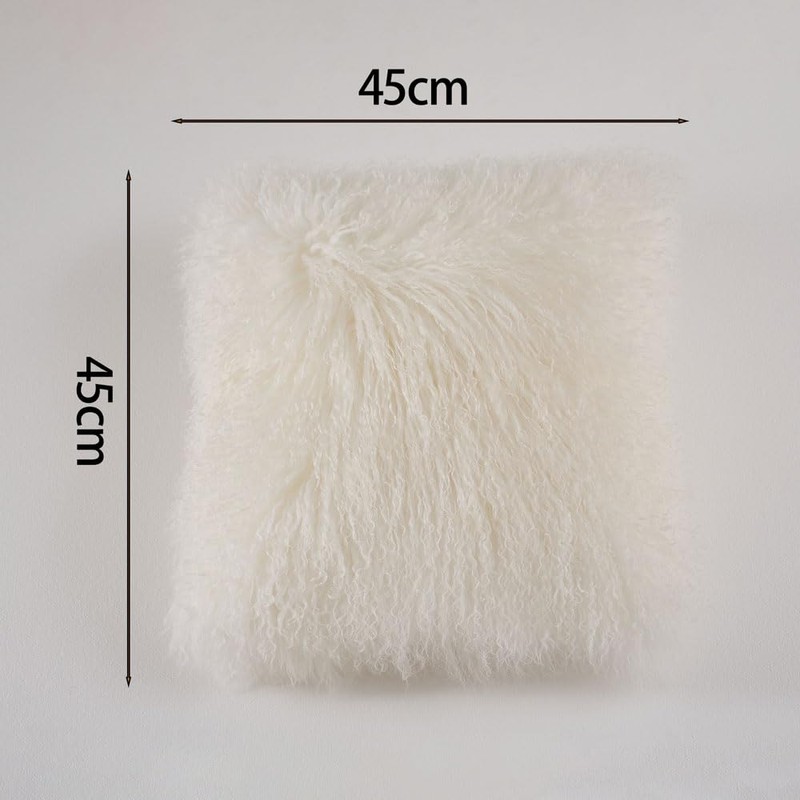 Genuine Sheepskin Throw Pillow with PP Cotton Inside, Luxury Fluffy