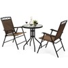 3-Piece Bistro Set, Patio Dining Furniture Set, Round Textured Glass