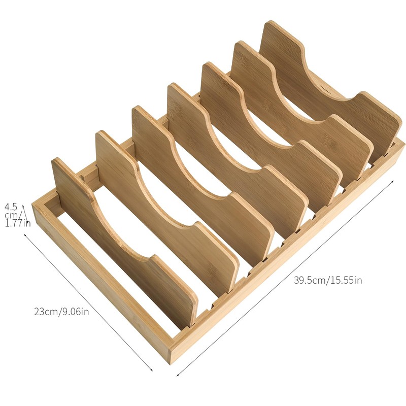 SUGOOE Bamboo Pot and Pan Organizer, Pot Lid Organizer Pot