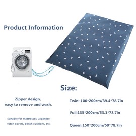 YUDACHU Cotton Cover for Traditional Japanese Floor Futon Mattress, Full Size Washable Zipper Tatami Mattress Cover, Soft Skin-Friendly Futon Covers for Cleaning Replacement…