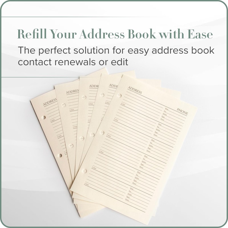 Gallery Leather Address Book Refill Replacement Pages - 3 Ring