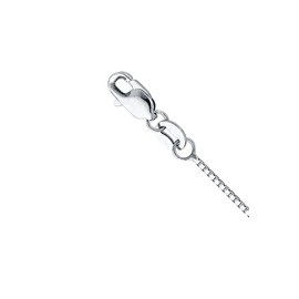 UZICU 14K Solid White Gold Box Chain 0.7mm Necklace with Lobster Claw Clasp, 24 inch