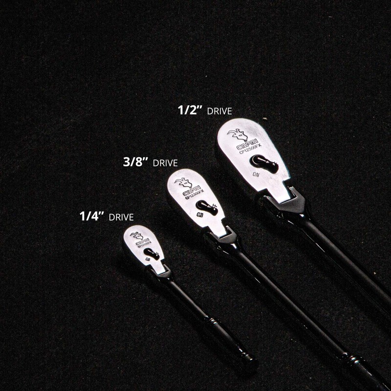 Capri Tools Ratchets, True 72-Tooth, 5-Degree Swing Arc (3-Piece Set/Flex-Head